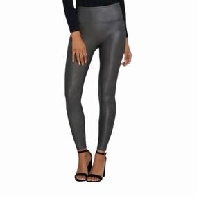 SPANX Leggings High Waist Shiny Metallic Charcoal black  XS TP